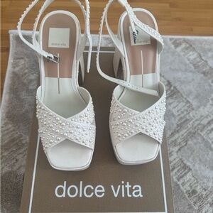 Dolce Vita White Pearl Studded Heels